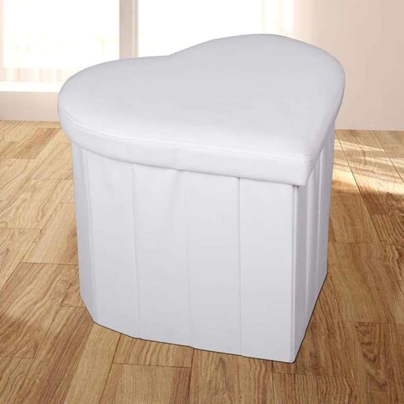 Pouf Contenitore a Cuore in Ecopelle Elegante 45x41x37 cm - Comodo, Salvaspazio e Facile da Pulire