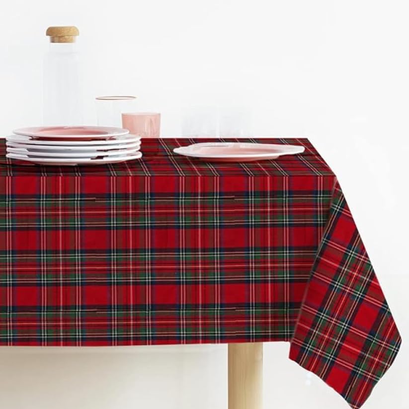 Tovaglia Natalizia Tartan Elegante, Tessuto Tinto in Filo con lavorazioni in Lurex