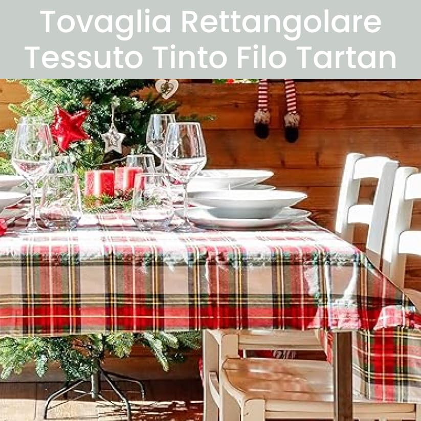 Tovaglia Natalizia Tartan Elegante, Tessuto Tinto in Filo con lavorazioni in Lurex