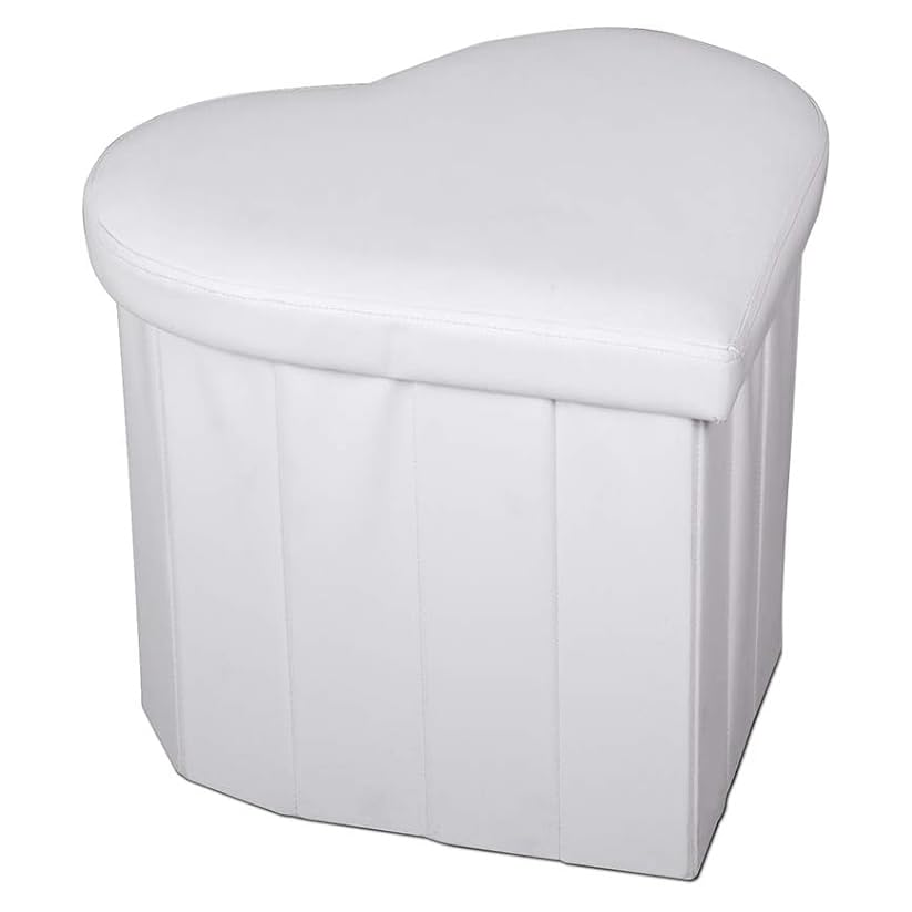 Pouf Contenitore a Cuore in Ecopelle Elegante 45x41x37 cm - Comodo, Salvaspazio e Facile da Pulire