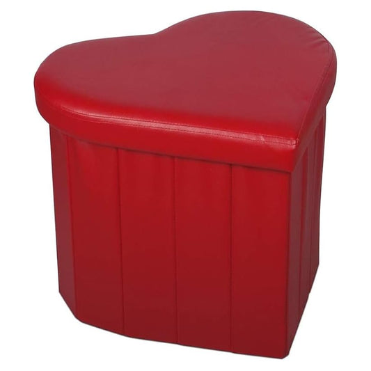 Pouf Contenitore a Cuore in Ecopelle Elegante 45x41x37 cm - Comodo, Salvaspazio e Facile da Pulire