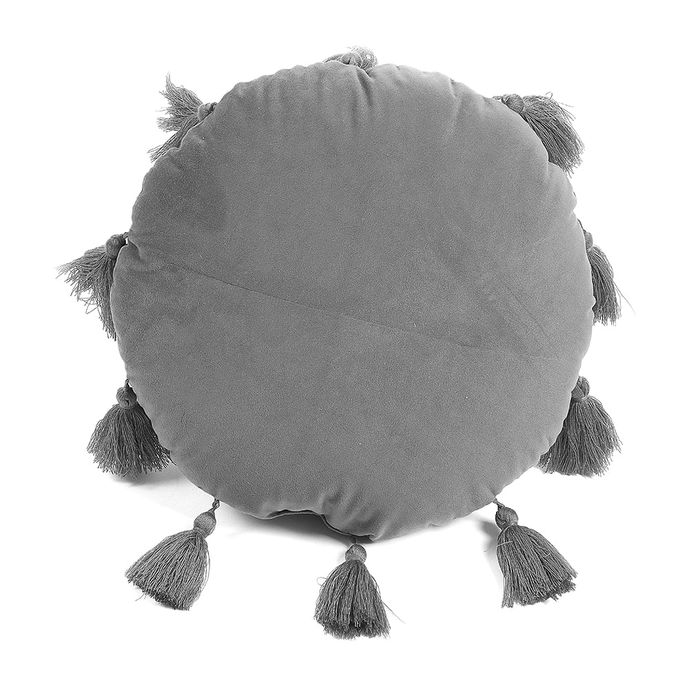 Cuscino Rotondo in Velluto con Frange