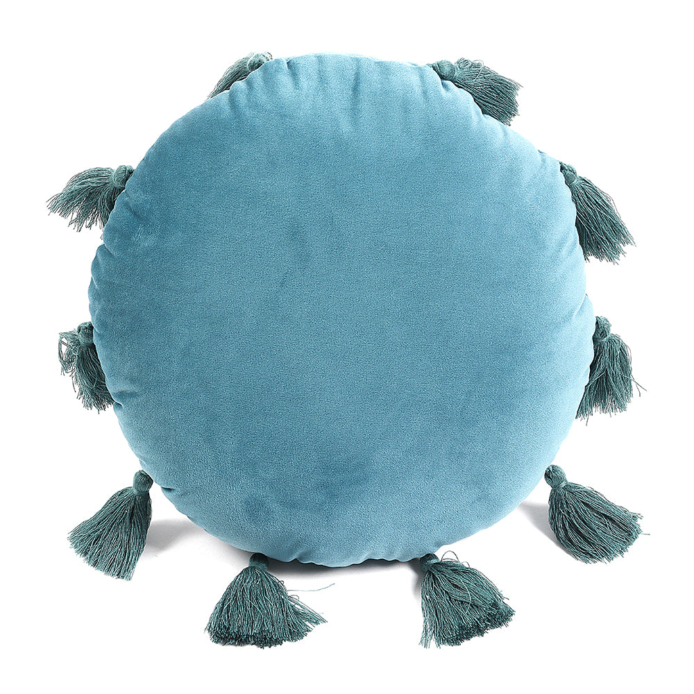 Cuscino Rotondo in Velluto con Frange