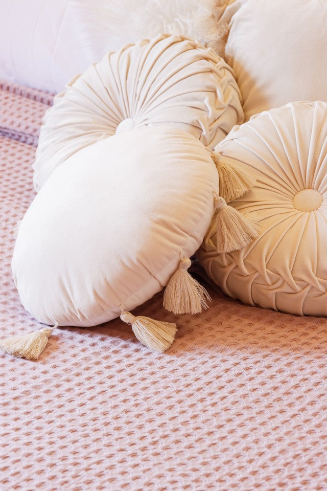 Cuscino Rotondo in Velluto con Frange