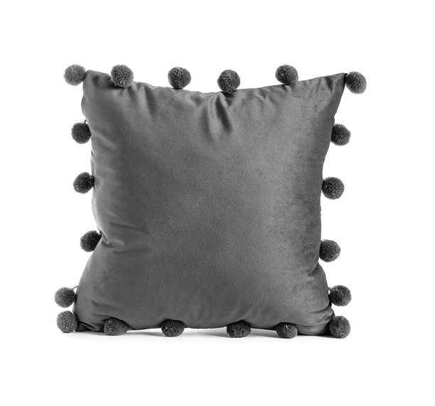 Cuscino Decorativo Sfoderabile in Velluto con Pon Pon